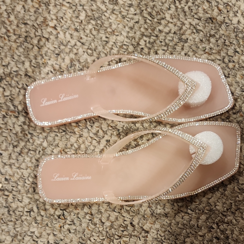 Lauren Lorraine Sparkling Sandals - Nude and Silver